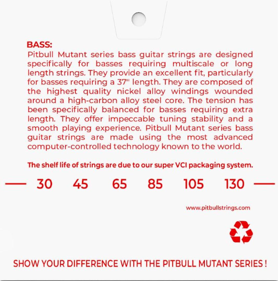 Pitbull Strings Mutant Series 6 String 30-130 Extra Long Bass Guitar Strings